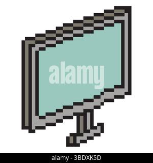 Computer monitor icon pixel art Stock Vector