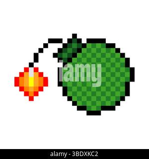 Bomb weapon in pixel art style Stock Vector