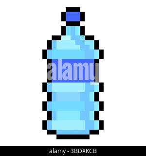 Water bottle with pixel art Stock Vector