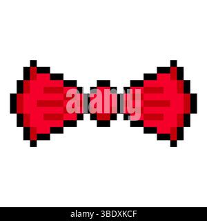 Red bow tie in pixel art style Stock Vector