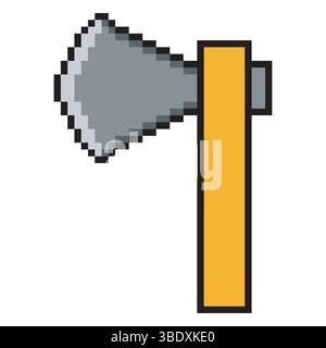 Axe icon with pixel art Stock Vector