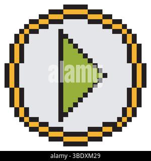 Play button icon with pixel art Stock Vector