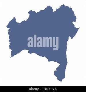 Bahia State, silhouette map isolated on white background, Brazil Stock Vector