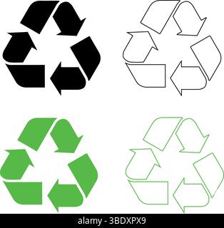 Recycle symbol in four variations Stock Vector