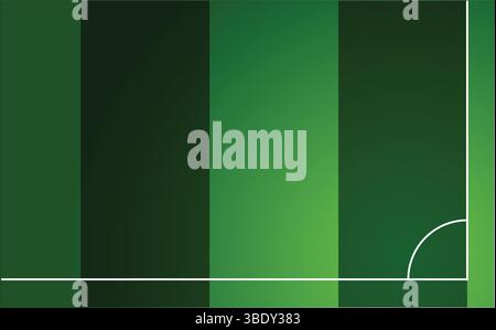 A green football field is depicted with white lines marking the corner, showing a field ready for sports. Stock Vector