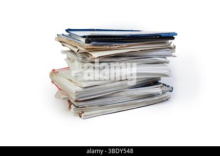Paper folders stack isolated on white background, abstract  backdrop Stock Photo