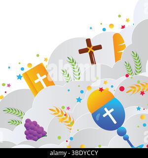 holy eucharist vector illustration on white. Stock Vector