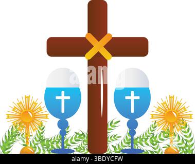 holy eucharist vector illustration on white. Stock Vector