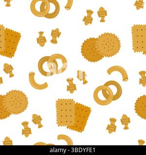 Seamless Pattern with Crackers and Bagels On White Stock Vector