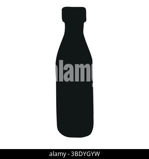 Vector hand drawn thermo bottle silhouette isolated on white background Stock Vector