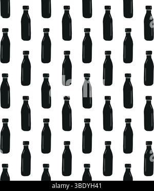 Vector seamless pattern of hand drawn sketch doodle thermo bottle isolated on white background Stock Vector
