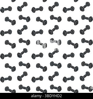 Vector seamless pattern of hand drawn sketch doodle dumbbell isolated on white background Stock Vector