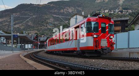 Matterhorn Gotthard Bahn driving vanvan at Stalden-Saas Switzerland ...