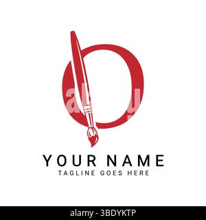 Letter O Painting Brush Logo Design. Alphabet O Painting Artist Icon Stock Vector