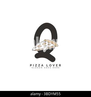 Letter Q Pizza Logo Design. Alphabet Q Pizza Concept Icon Stock Vector
