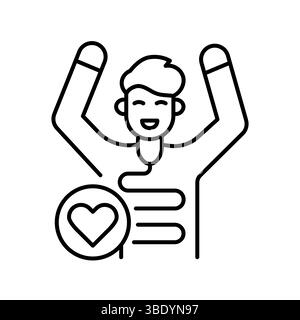 Gut health black line icon for digital and print projects.  Minimal clean icons for apps and websites. Modern simple icons for UI UX and branding Stock Vector
