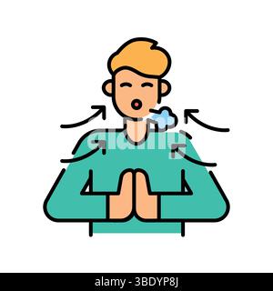 Breathwork  color flat icon for digital and print projects.  Minimal clean icons for apps and websites. Modern simple icons for UI UX and branding Stock Vector