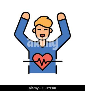 Heart rate variability color line icon for digital and print projects.  Minimal clean icons for apps and websites. Modern simple icons for UI UX and b Stock Vector