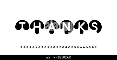 Thanks phrase template, bowling or billiard balls letters. Playful abstract font for sport design, games, creative branding. Thanksgiving typography Stock Vector