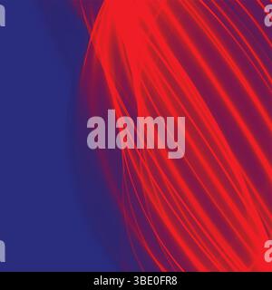 Red Wavy Lines on a Blue Abstract Vector Background Stock Vector