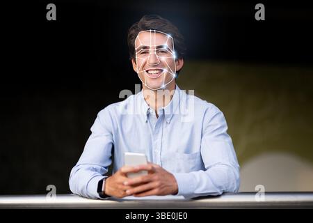 Modern facial recognition technology enhances identification check process Stock Photo