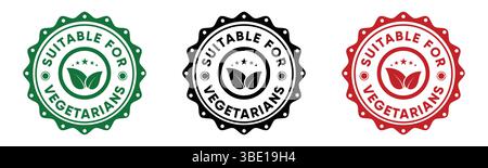 Suitable for Vegetarians Badge Icon Label Design Set Stock Vector
