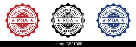 FDA Approved Certification Badge Icon Label Design SetFDA Approved Certification Badge Icon Label Design Set Stock Vector