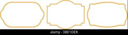 Collection of golden shiny frames in oriental style. Luxury islamic frame, arabesque border. Indian decorative element, morocco shapes. Vector Stock Vector