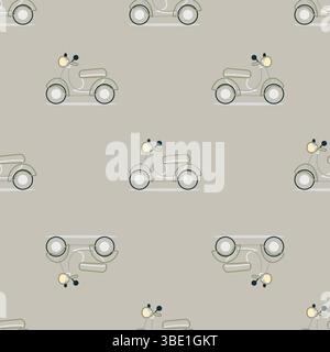 Outlined retro scooter pattern on muted background Stock Vector