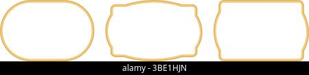Collection of golden luxury frames. Realistic mockup for oval photo frame, vintage ornamental border in oriental style. Vector illustration Stock Vector