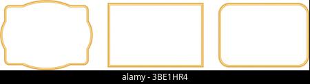 Collection of shiny golden luxury frames. Ornamental border in oriental style, realistic rectangle object mockup for photo frame. Vector illustration Stock Vector