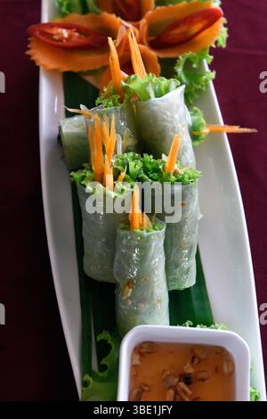 Fresh spring rolls in Cambodia,South East Asia. Stock Photo