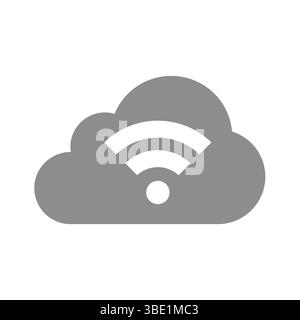 Cloud storage service with wi-fi symbol. Simple vector wi fi icon. Stock Vector
