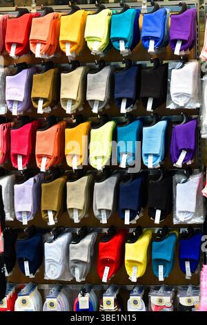 Sale of a large range of socks in the shop,Japan,Asia. Stock Photo