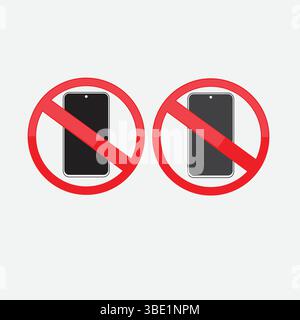 No mobile phone,   no smartphone allowed icon. Vector illustration. No Smartphone  Allowed Sign - Vector Illustration of Prohibition Symbol for Mobile Stock Vector