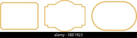 Collection of golden luxury frames. Realistic rectangle, oval mockup for photo frame. Ornamental border in oriental style. Indian decorative element Stock Vector