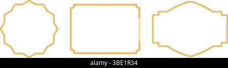 Collection of golden luxury frames. Luxury realistic polygonal vignette. Vintage realistic rectangle beveled frame, object mockup for photo frame Stock Vector