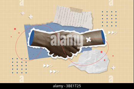Donation collage showcasing unity and support in community actions. Vector illustration Stock Vector