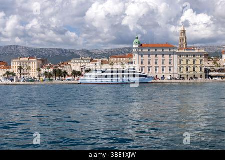 Jadrolinija ferry in Split harbour, Split, Croatia, Dalmatian coast, Europe Stock Photo