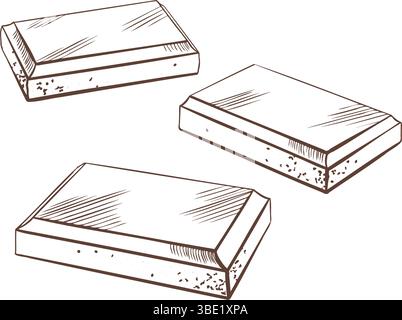 Vector chocolate bars in black and white. Minimalist geometric illustration for packaging, branding, food design, and print projects. Clean, elegant Stock Vector