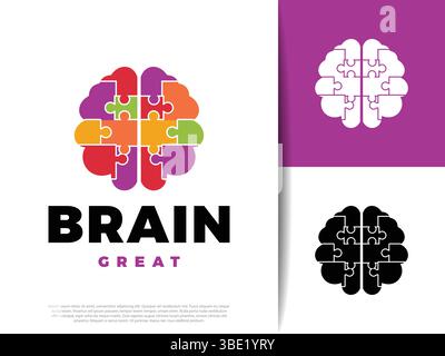 Brain Puzzle Icon Illustration Design Stock Vector