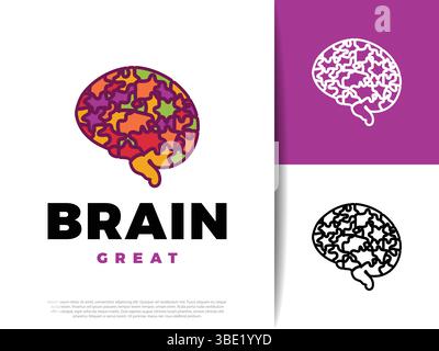Brain Puzzle Icon Illustration Design Stock Vector