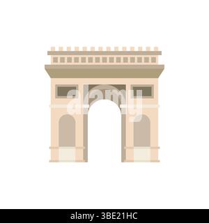 llustration of the Arc de Triomphe in Paris France. Minimalist style landmark illustration. Stock Vector