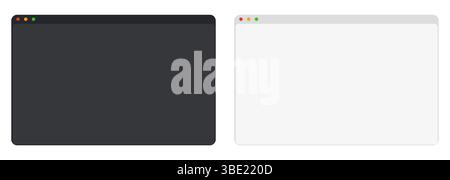 Web browser mockup window in dark and light mode modern flat simple line. web interface blank. Frame screen webpage ui template, interface bar. Vector illustration Stock Vector