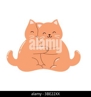 Two cats in hug. Valentines day poster. Friendship. Stock Vector