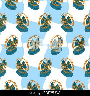 Seamless Cartoon Electric Fan Pattern Stock Vector