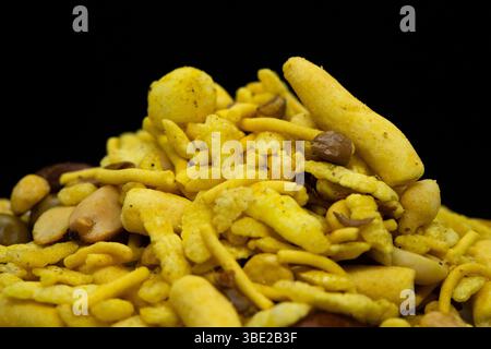 Assorted Indian Tea-Time Snacks in Sectioned White Wooden Box – Selective Focus Stock Photo