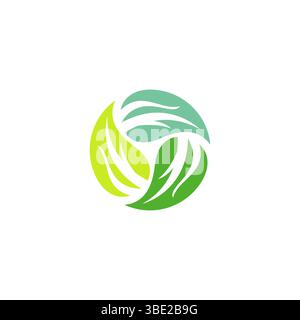 circle leaf logo design. organic leaf icon Stock Vector