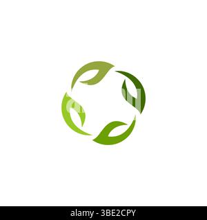 circle leaf logo design. organic leaf icon vector Stock Vector
