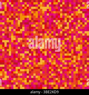 Pixel color fusion. Pink orange pattern. Vector heat style background. Block grid texture. Stock Vector